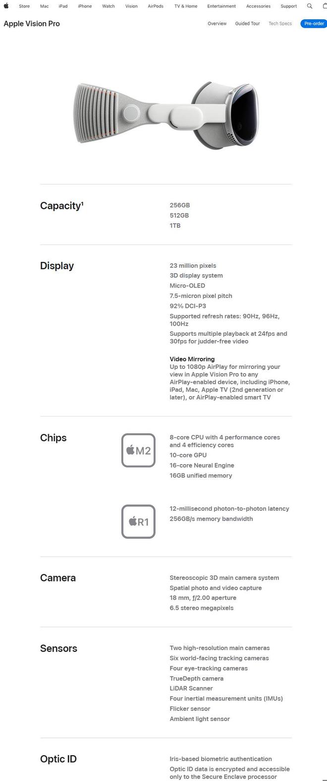 苹果Vision Pro头显开启预售：256GB-1TB三种规格，3499-3899美元